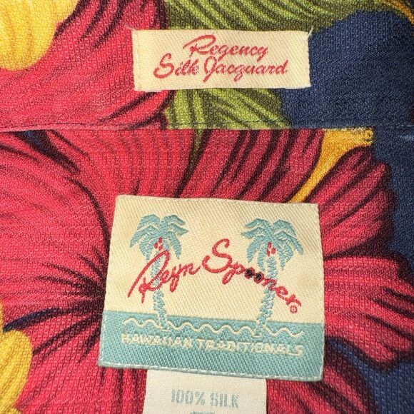 Reyn Spooner Hawaiian Shirt Mens Floral Regency Silk Jacquard Button Up Size S - Picture 5 of 6